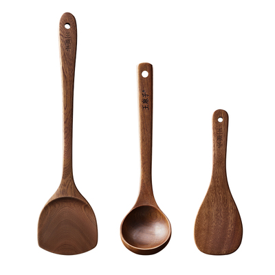【进口乌檀木】王麻子全套铲勺