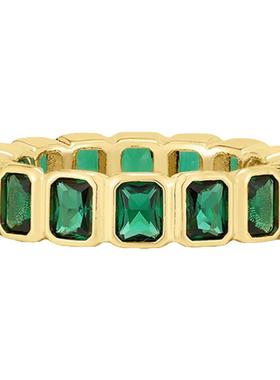 LUVAJ祖母绿水晶戒指女欧美小众