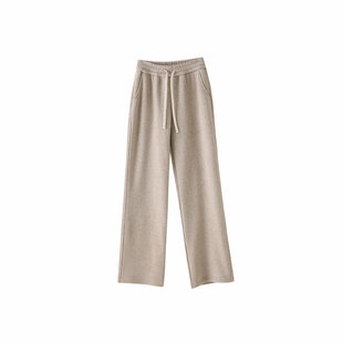 青少年初中高中女生秋冬加绒裤子仿羊绒糯米阔腿裤大码直筒休闲裤