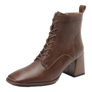 星期六马丁靴女2025新款靴子女鞋冬季加绒高跟鞋秋冬女款皮鞋短靴