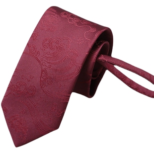 Goldlion/金利来男士免打结国风鲤跃龙门拉链式懒人商务休闲领带