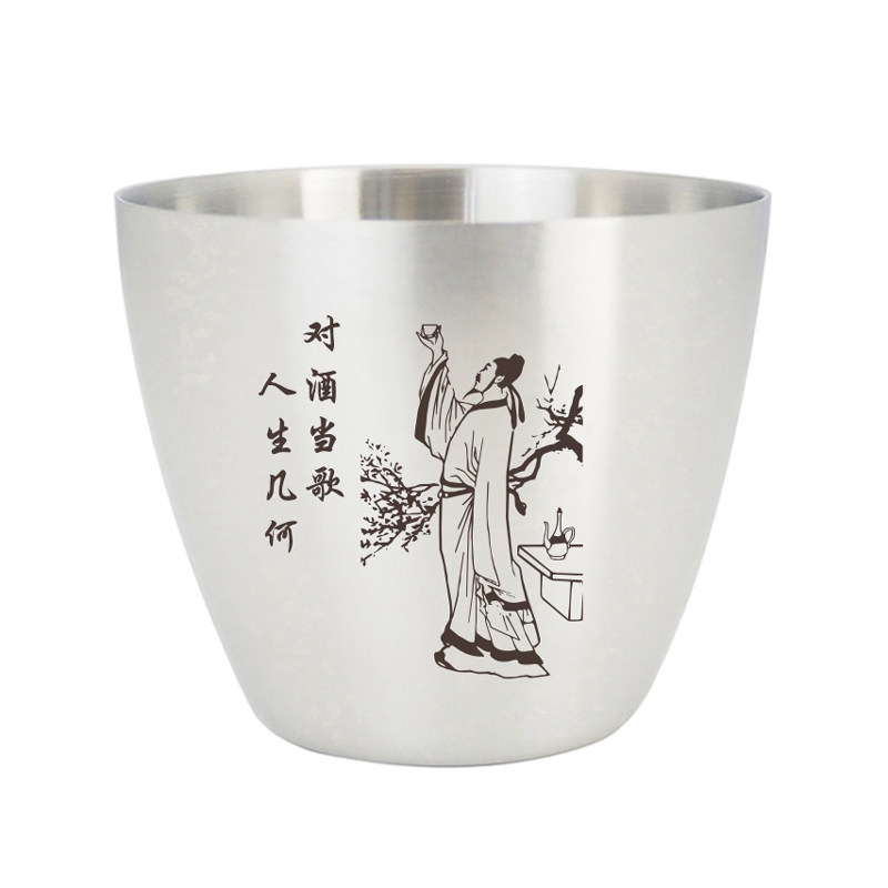 便携加厚拉丝酒杯水杯不锈钢户外