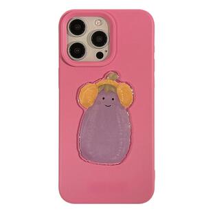 简约耳机茄子贴立体可爱适用iPhone16promax手机壳液态卡通苹果13promax新款17pro硅胶14防摔女15保护套软壳