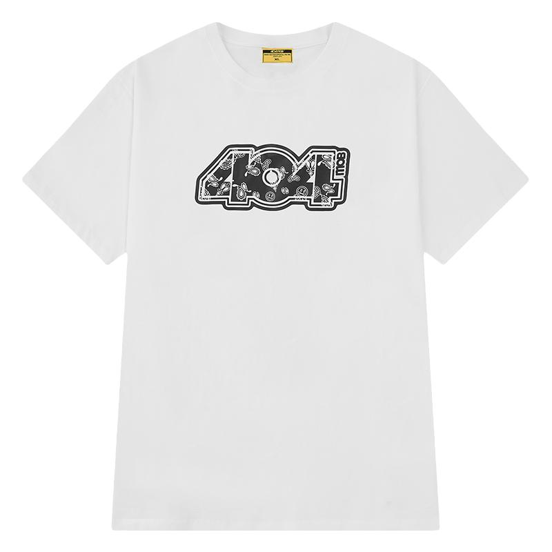 404MOB国潮腰果花字母印花基础款短袖T恤男女嘻哈街头宽松打底衫