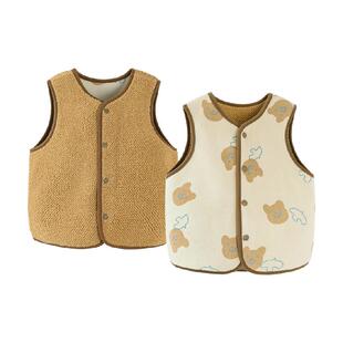 【绒绒衣】迷你巴拉巴拉冬儿童男女童双面暖马甲婴儿保暖毛绒背心