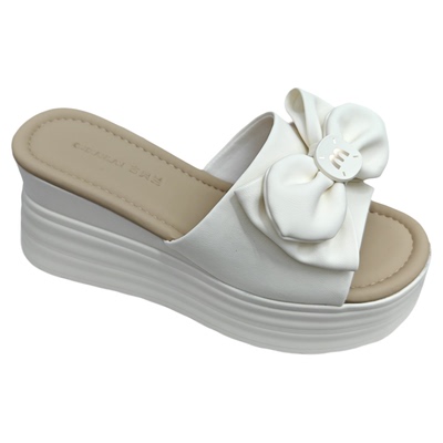 蝴蝶结一字凉拖厚底拖鞋增高凉鞋