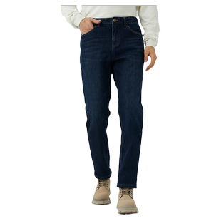 波顿2025新款秋冬季新款深蓝色直筒修身牛仔裤男士高端加绒裤子