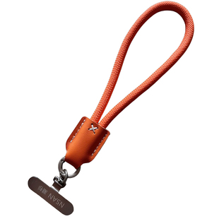 手机挂绳手腕绳短款防丢结实金属垫片高级感防丢防盗包挂钥匙扣绳欧洲旅游户外短款皮头车缝个性便携男女款