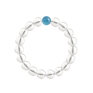 庆祥泰天然白水晶手串女款收藏级官方旗舰店海蓝宝手链送女友礼物