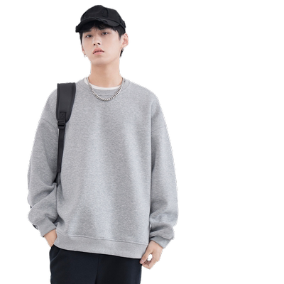 HomePanda重磅灰色圆领卫衣男