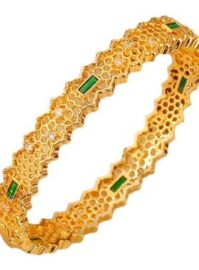 福中禧复古蕾丝沙金镂空手镯女