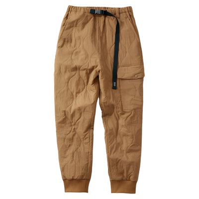 女绗缝夹棉罗纹收口萝卜裤卡其