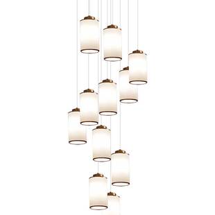 新款中式楼梯吊灯具现代简约轻奢复式楼挑空客厅旋转楼梯间长吊灯