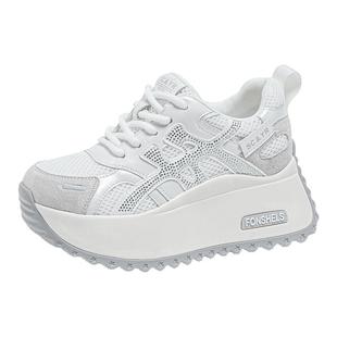 ZFCQ新款水钻厚底内增高时尚休闲单鞋女款真皮2025秋冬33码德训鞋