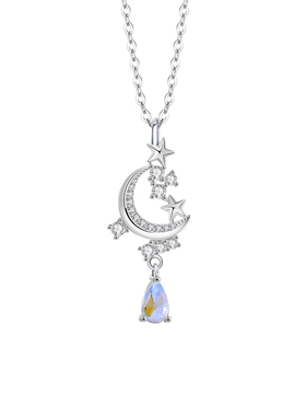 月溅星河天然月光石纯银女生项链