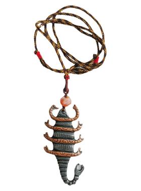 10078藏传老天铁错金九头蝎托甲项链文玩收藏男款配饰