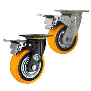 万向轮轮子推车轮承重万向轮刹车静音68寸聚氨酯脚轮转向瓦兴脚轮