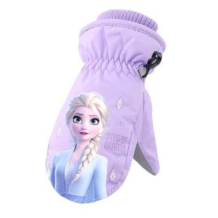 迪士尼儿童滑雪手套女童包指冬季保暖防水加厚加绒小童幼儿园玩雪