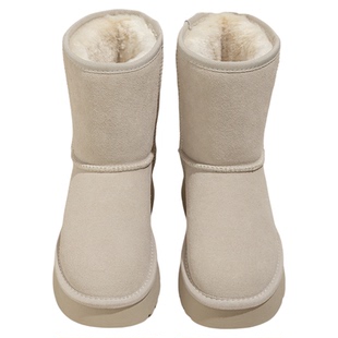 白色中筒厚底雪地靴女款2025新款冬防滑加厚保暖棉靴加绒东北棉鞋