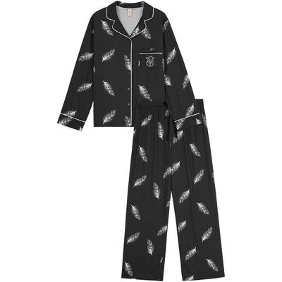 维密水光绸抗静电长袖睡衣套装