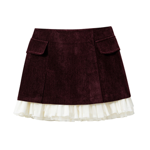 【在逃公主】高级复古雾面绒感 翻领短款夹克外套+网纱拼接蓬蓬裙