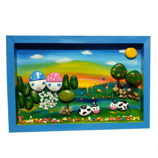 主题春夏秋冬木相框石头拼画材料包手工礼品幼儿园手绘走廊文化墙