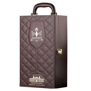 高档红酒礼盒包装盒双支皮盒通用葡萄酒红酒盒双只定制2支装酒箱