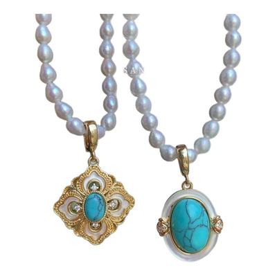 新中式复古白贝母吊坠万能扣头