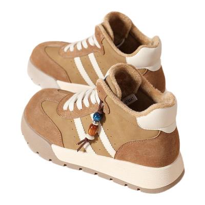 星期六旗舰店厚底棕色高帮德训鞋