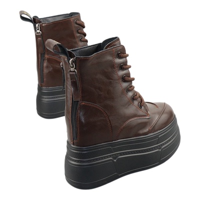 加绒厚底内增高12cm复古马丁靴