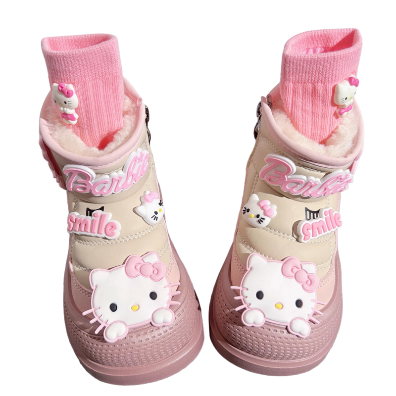 女童雪地靴皮毛一体2025冬季新款儿童棉鞋小中童加绒加厚东北短靴