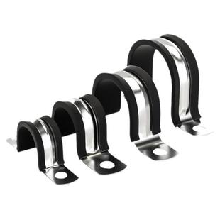 304不锈钢U型带连胶条骑马卡钢管卡扣夹箍管卡子固定电缆喉箍锁紧