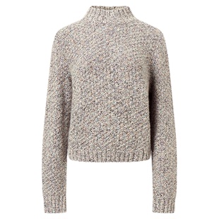 ChicChick时髦小鸡 意大利灰白浣熊绒含羊毛精纺亮片高腰套头毛衣