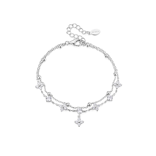 卡蒂罗幸运双重奏四叶草手链女925银轻奢小众设计新年礼物送女友