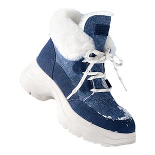 KISSCAT接吻猫新款户外防滑冬靴马丁靴加绒毛毛靴厚底雪地靴女