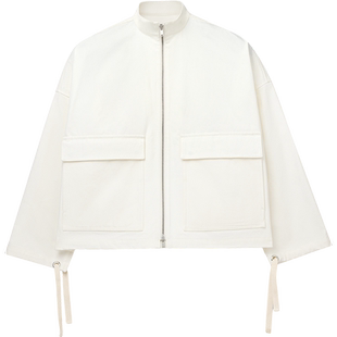 【甄选折扣】JIL SANDER+ 女士 白色棉质立领短款夹克外套
