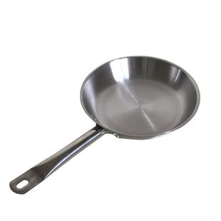 单柄不锈钢平底锅商用 厚底西餐煎锅复合底煎盘无涂层 电磁炉通用