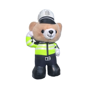 新款敬礼交通熊车尾挂件车屁股卡扣底座装饰公仔城市守护者玩偶娃