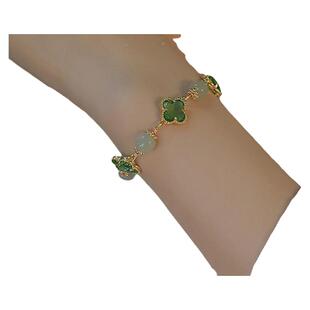 和田玉四叶草手链女ins小众设计高级感手串七夕情人节礼物送女友