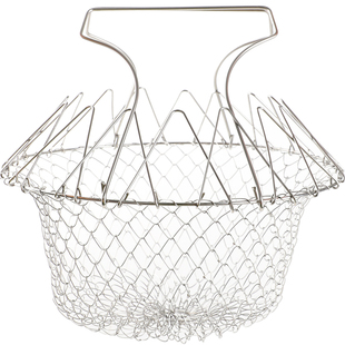 折叠油炸篮304不锈钢油炸漏网厨房滤油筛过滤网勺细网油炸神器