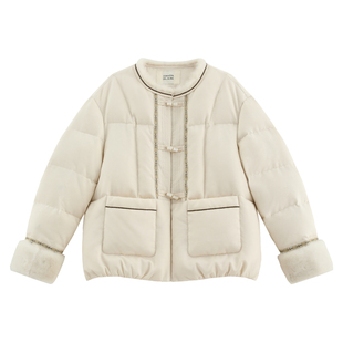 【山岫】高定铜氨立体提花新中式+进口95鹅绒水貂毛拼接羽绒服255