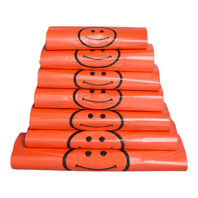 笑臉紅色塑料袋食品袋背心購(gòu)物方便水果袋子小號(hào)手提訂制定做批發(fā)