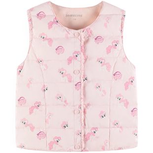 波姆熊小马宝莉羽绒马甲轻薄2025冬季新款白鸭绒儿童坎肩女童马夹