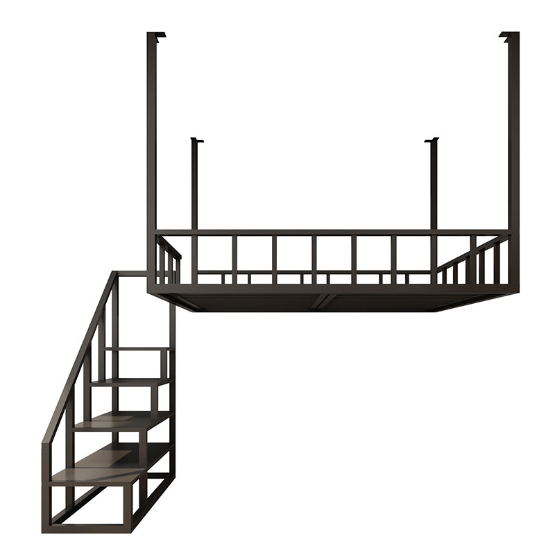 现代小户型楼阁吊床多功能悬挂式铁艺高架床公寓省空间铁床架简约