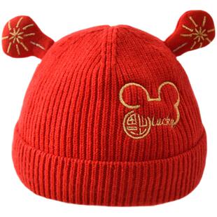 宝宝帽子秋冬季可爱超萌婴儿毛线帽婴幼儿童保暖帽秋冬天潮周岁帽