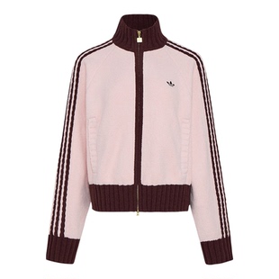 Adidas/阿迪达斯正品三叶草女士针织复古宽松三条纹外套KV8867