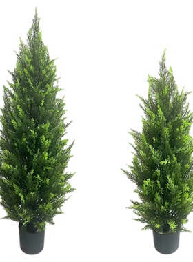 假绿植松柏树室内高品质装饰摆件高级仿生绿色植物落地盆栽仿真树