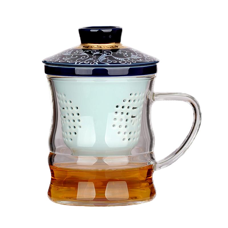 一园国色天香竹韵杯玻璃泡茶杯