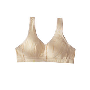 中老年背心式文胸纯棉前扣式舒适薄款胸罩透气妈妈内衣女春秋薄款