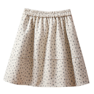 冬天超好看小碎花加厚毛呢短裙半身裙女秋冬2025款A字蓬蓬裙半裙